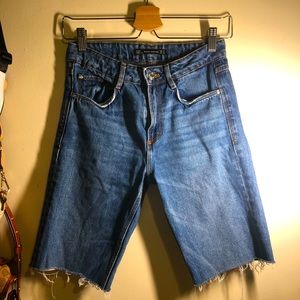 Zara High Rise Denim Bermuda Shorts